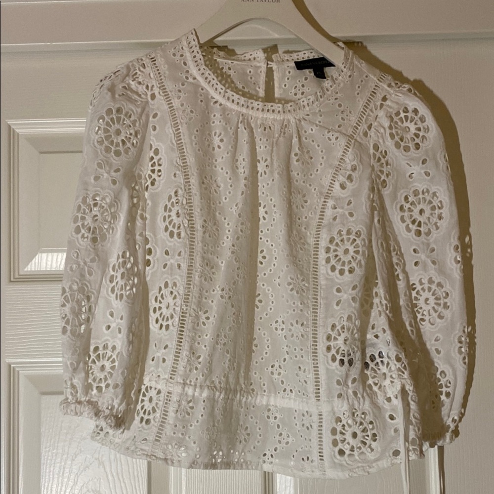 Banana Republic Cream Puff Sleeve Blouse with Peter Pan Collar